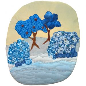 Blue trees and bushes collage