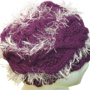 Purple Hat with Pink Fringe